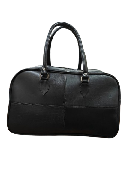 Premium Black Leather Duffle Bag – Stylish Travel & Gym Weekender