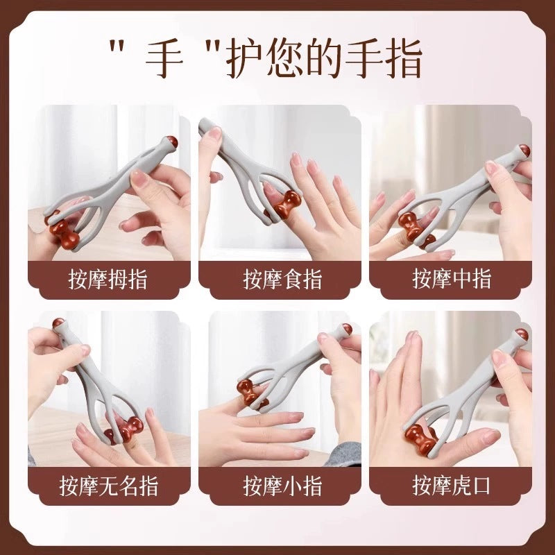 Finger Massager, Stone Roller Massage Clip, Hand Joint Meridian Dredging, Thinning and Lengthening, Finger Scraping Artifact