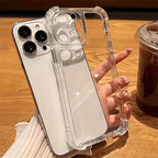 Suitable for Iphone17 Transparent Mobile Phone 15Promax Four-Corner Anti-Fall Space Shell Protective Cover Apple 16E Airbag