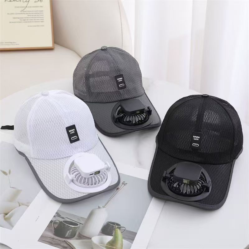 Baseball Rechargeable Sun Protection Fan Hat Summer Solar Powered Mesh Women's Outdoor Sunshade Peaked Cap Men's Breathable