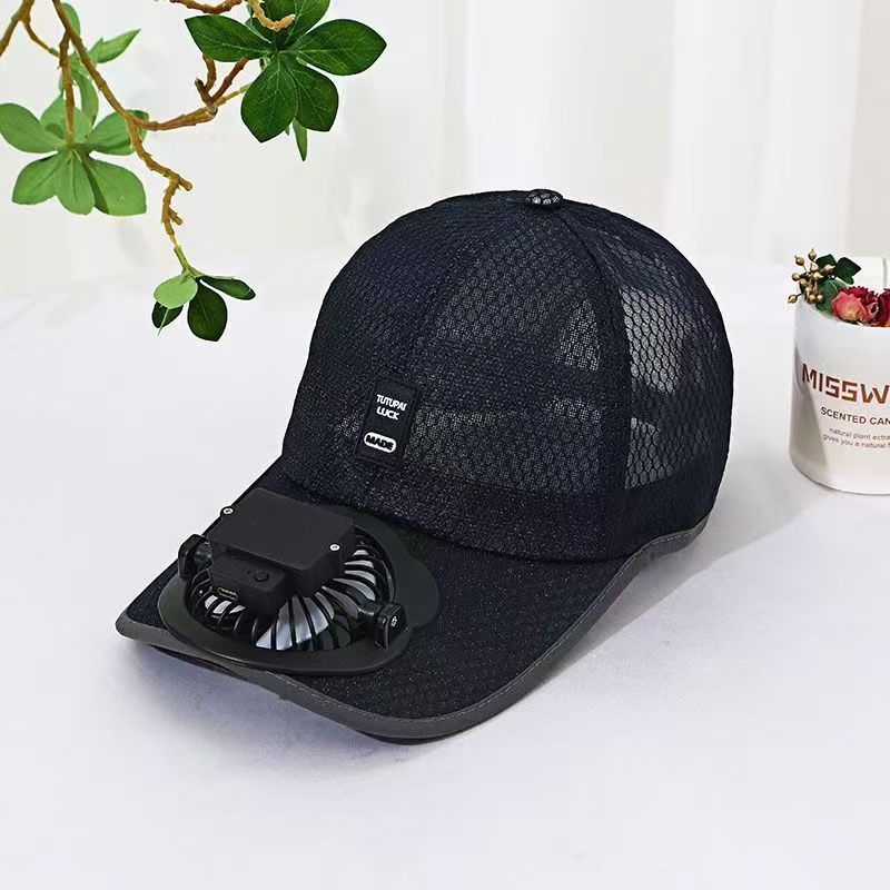 Baseball Rechargeable Sun Protection Fan Hat Summer Solar Powered Mesh Women's Outdoor Sunshade Peaked Cap Men's Breathable