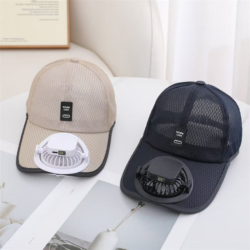 Baseball Rechargeable Sun Protection Fan Hat Summer Solar Powered Mesh Women's Outdoor Sunshade Peaked Cap Men's Breathable
