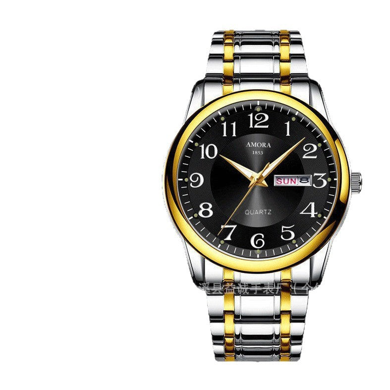 Genuine 2025 New Model Watch for Men, Fully Automatic Non-Mechanical Watch, Waterproof Stainless Steel Band, Dual Calendar Men's Watch with Luminous Feature