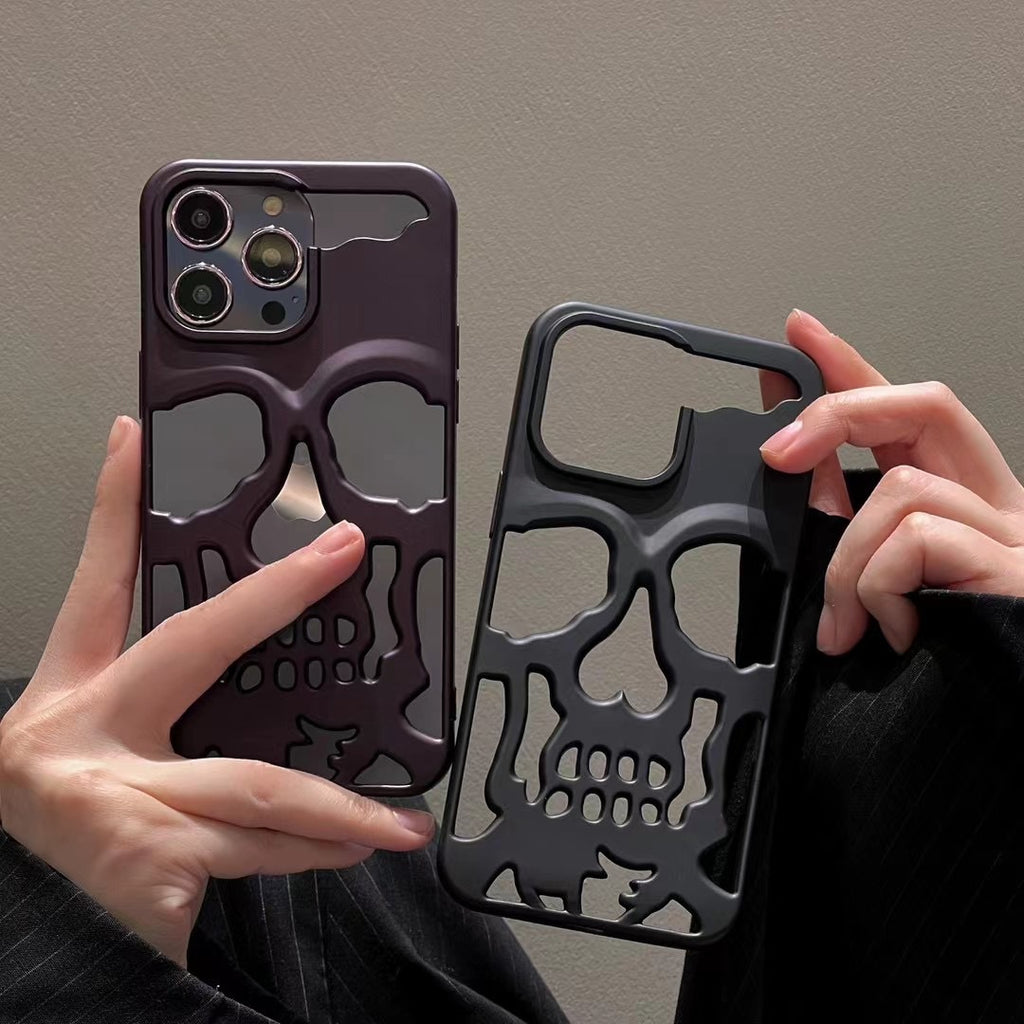 Electroplated Skull Phone Case Suitable for iPhone 17 Pro Max, Apple 16, Personalized 15, Foreign Trade 14 Protective Hard Case