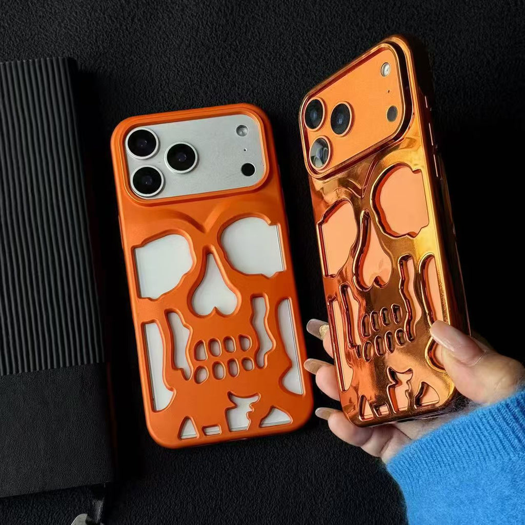 Electroplated Skull Phone Case Suitable for iPhone 17 Pro Max, Apple 16, Personalized 15, Foreign Trade 14 Protective Hard Case