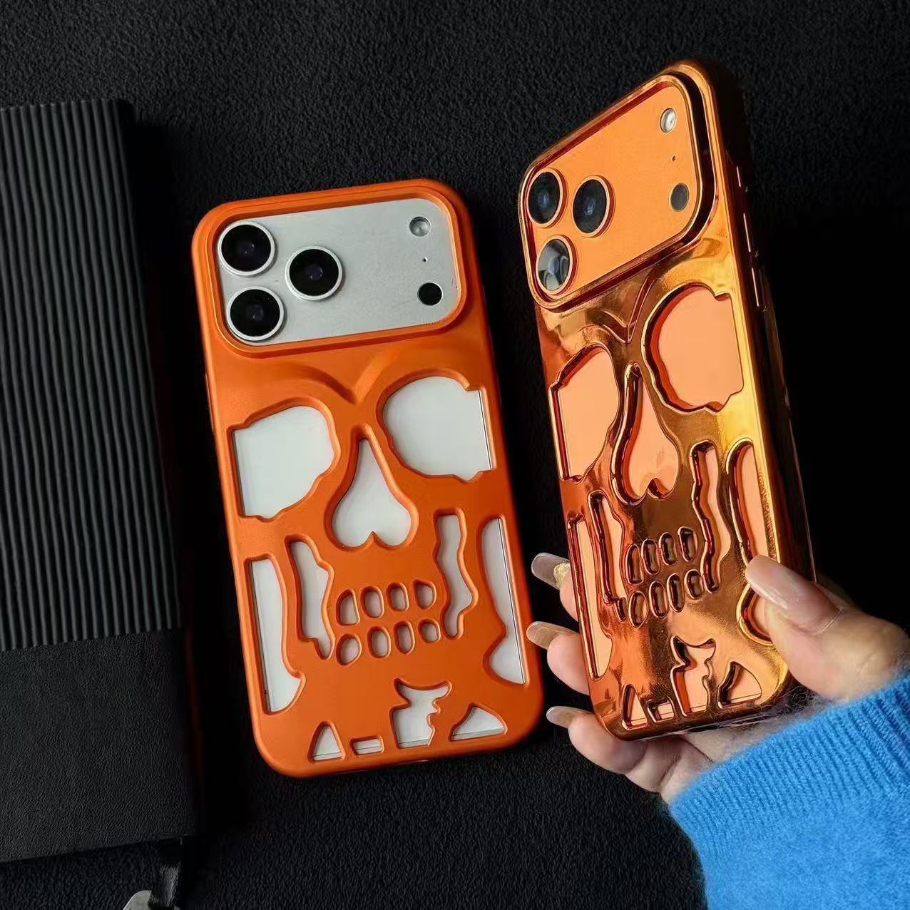 Electroplated Skull Phone Case Suitable for iPhone 17 Pro Max, Apple 16, Personalized 15, Foreign Trade 14 Protective Hard Case