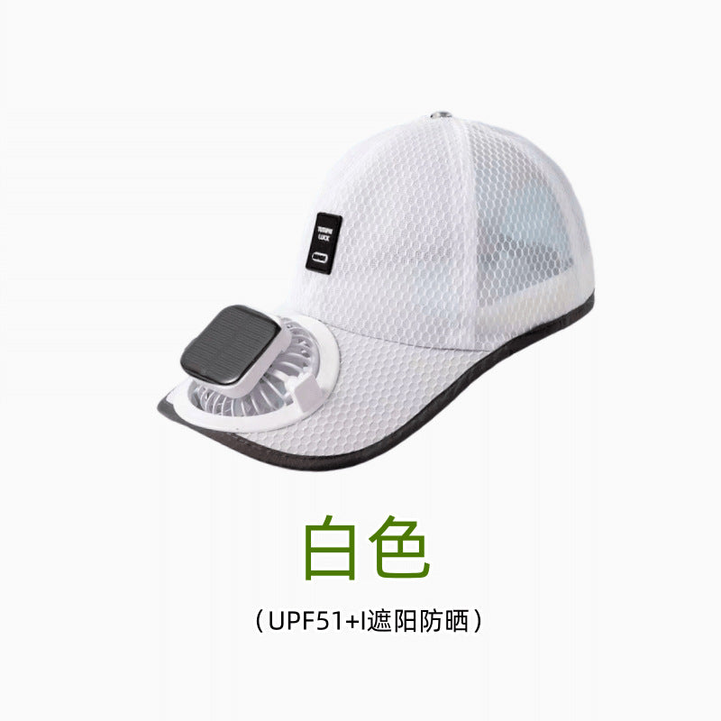 Baseball Rechargeable Sun Protection Fan Hat Summer Solar Powered Mesh Women's Outdoor Sunshade Peaked Cap Men's Breathable