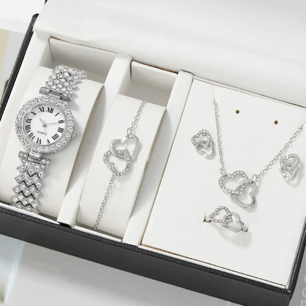 Duoduo Cross-Border Shein Popular Luxury Set Bracelet Watch with Diamonds for Women Five-Piece Gift Box Quartz Watch