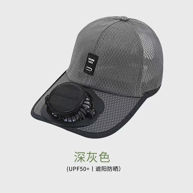 Baseball Rechargeable Sun Protection Fan Hat Summer Solar Powered Mesh Women's Outdoor Sunshade Peaked Cap Men's Breathable