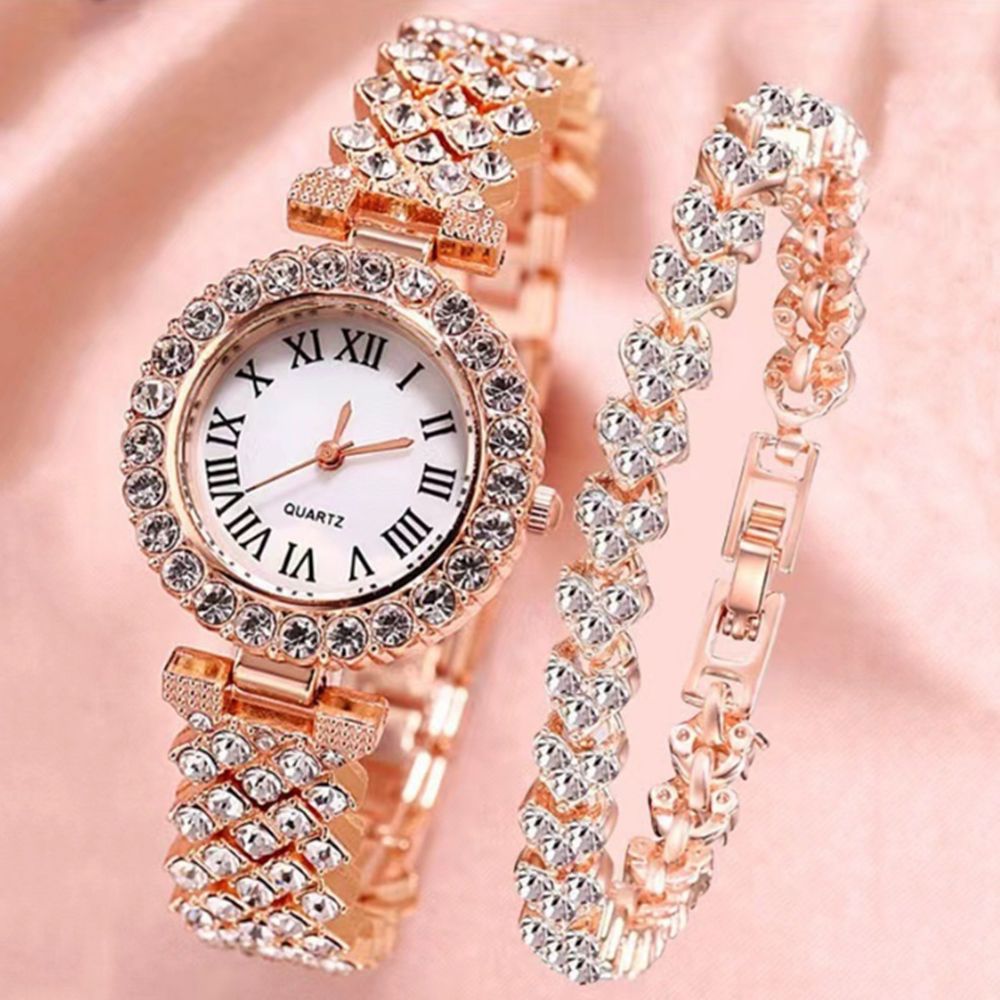 Duoduo Cross-Border Shein Popular Luxury Set Bracelet Watch with Diamonds for Women Five-Piece Gift Box Quartz Watch