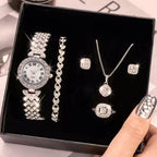 Duoduo Cross-Border Shein Popular Luxury Set Bracelet Watch with Diamonds for Women Five-Piece Gift Box Quartz Watch