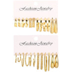European and American style metal earring square personality earrings C- shaped geometric butterfly drop oil resin earrings 18-piece set