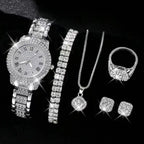 Duoduo Cross-Border Shein Popular Luxury Set Bracelet Watch with Diamonds for Women Five-Piece Gift Box Quartz Watch