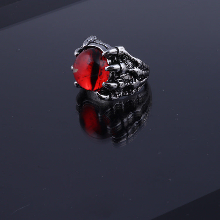 European and American Foreign Trade Jewelry Devil's Eye Dragon Claw Eagle Claw Eye Ring Personality Punk Titanium Steel Opening Retro Jewelry