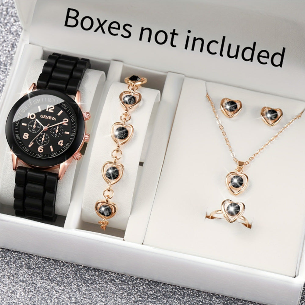 Duoduo Cross-Border Shein Popular Luxury Set Bracelet Watch with Diamonds for Women Five-Piece Gift Box Quartz Watch