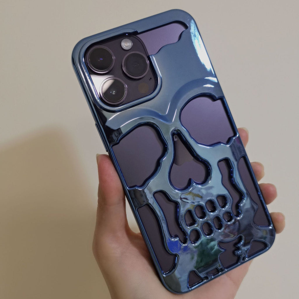 Electroplated Skull Phone Case Suitable for iPhone 17 Pro Max, Apple 16, Personalized 15, Foreign Trade 14 Protective Hard Case