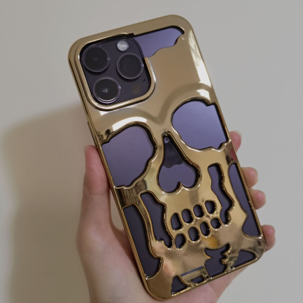 Electroplated Skull Phone Case Suitable for iPhone 17 Pro Max, Apple 16, Personalized 15, Foreign Trade 14 Protective Hard Case