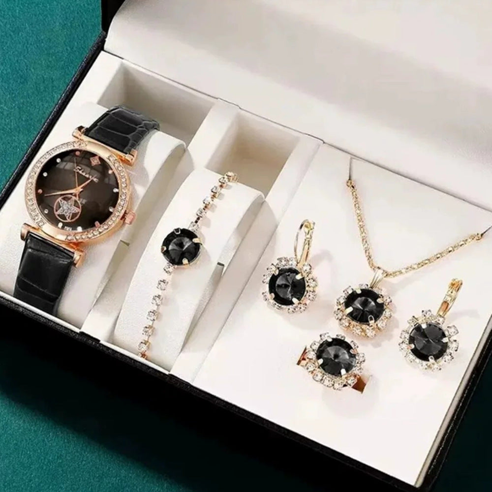 Duoduo Cross-Border Shein Popular Luxury Set Bracelet Watch with Diamonds for Women Five-Piece Gift Box Quartz Watch