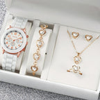 Duoduo Cross-Border Shein Popular Luxury Set Bracelet Watch with Diamonds for Women Five-Piece Gift Box Quartz Watch