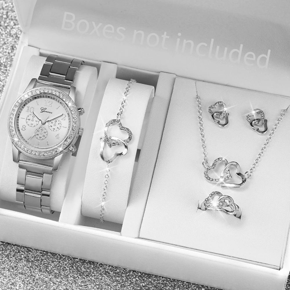 Duoduo Cross-Border Shein Popular Luxury Set Bracelet Watch with Diamonds for Women Five-Piece Gift Box Quartz Watch