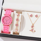 Duoduo Cross-Border Shein Popular Luxury Set Bracelet Watch with Diamonds for Women Five-Piece Gift Box Quartz Watch