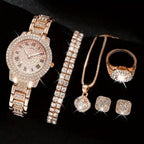 Duoduo Cross-Border Shein Popular Luxury Set Bracelet Watch with Diamonds for Women Five-Piece Gift Box Quartz Watch