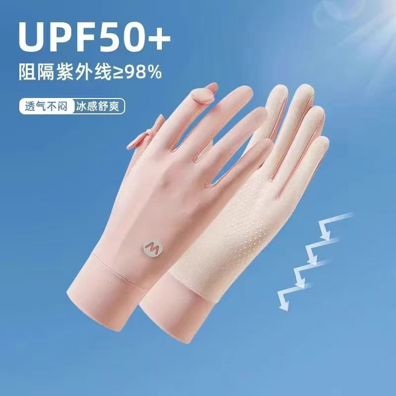 Sun Protection Gloves for Women, Uv Protection, Driver's Ice Silk Anti-Slip Gloves for Cycling, Driving, and Riding, Upf50+