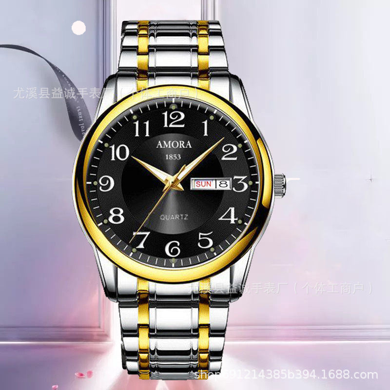 Genuine 2025 New Model Watch for Men, Fully Automatic Non-Mechanical Watch, Waterproof Stainless Steel Band, Dual Calendar Men's Watch with Luminous Feature