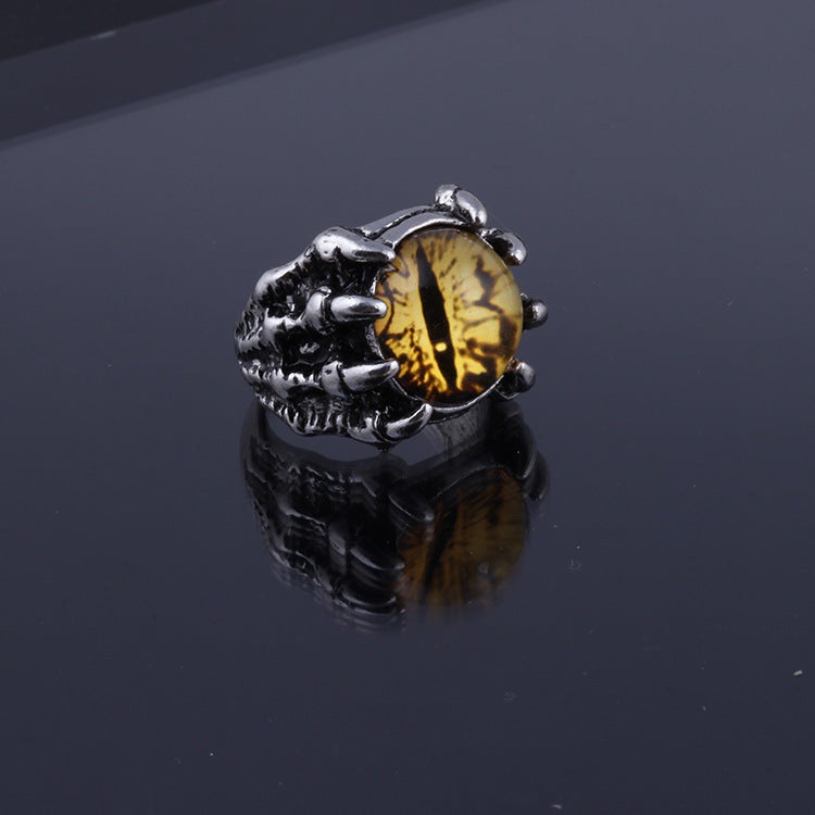 European and American Foreign Trade Jewelry Devil's Eye Dragon Claw Eagle Claw Eye Ring Personality Punk Titanium Steel Opening Retro Jewelry
