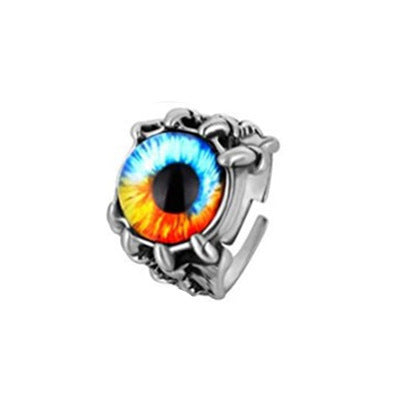 European and American Foreign Trade Jewelry Devil's Eye Dragon Claw Eagle Claw Eye Ring Personality Punk Titanium Steel Opening Retro Jewelry