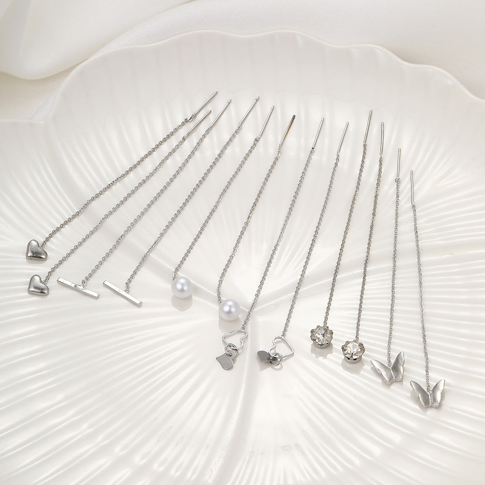 European and American style metal earring square personality earrings C- shaped geometric butterfly drop oil resin earrings 18-piece set