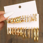 European and American style metal earring square personality earrings C- shaped geometric butterfly drop oil resin earrings 18-piece set