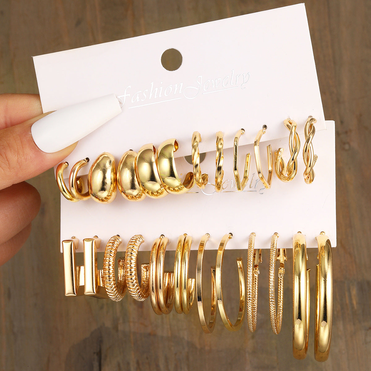 European and American style metal earring square personality earrings C- shaped geometric butterfly drop oil resin earrings 18-piece set