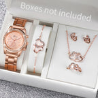 Duoduo Cross-Border Shein Popular Luxury Set Bracelet Watch with Diamonds for Women Five-Piece Gift Box Quartz Watch