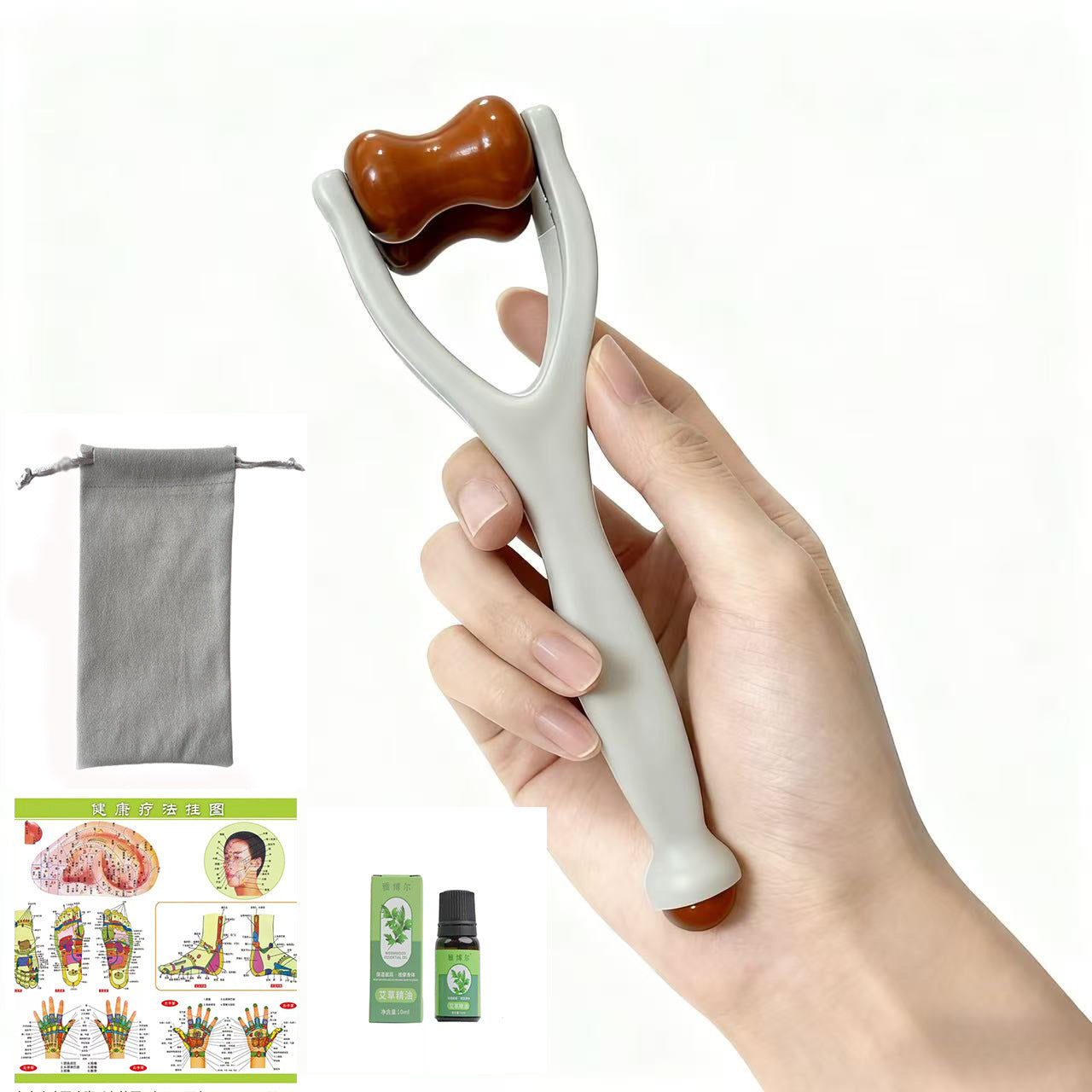 Finger Massager, Stone Roller Massage Clip, Hand Joint Meridian Dredging, Thinning and Lengthening, Finger Scraping Artifact
