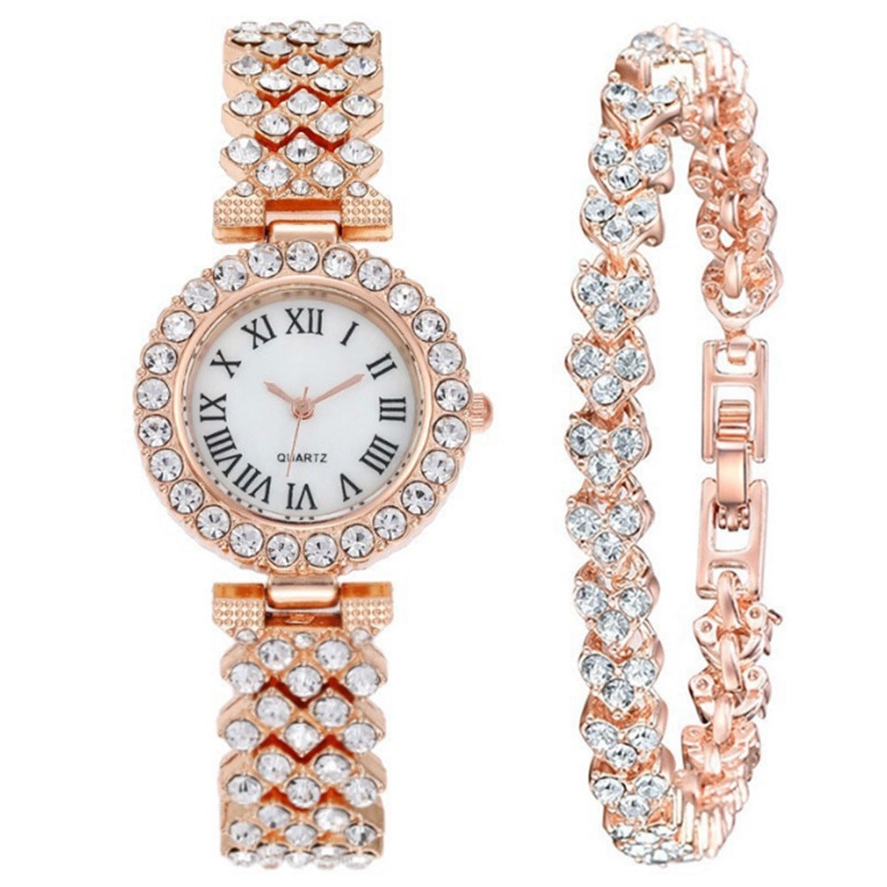 Duoduo Cross-Border Shein Popular Luxury Set Bracelet Watch with Diamonds for Women Five-Piece Gift Box Quartz Watch