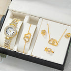 Duoduo Cross-Border Shein Popular Luxury Set Bracelet Watch with Diamonds for Women Five-Piece Gift Box Quartz Watch