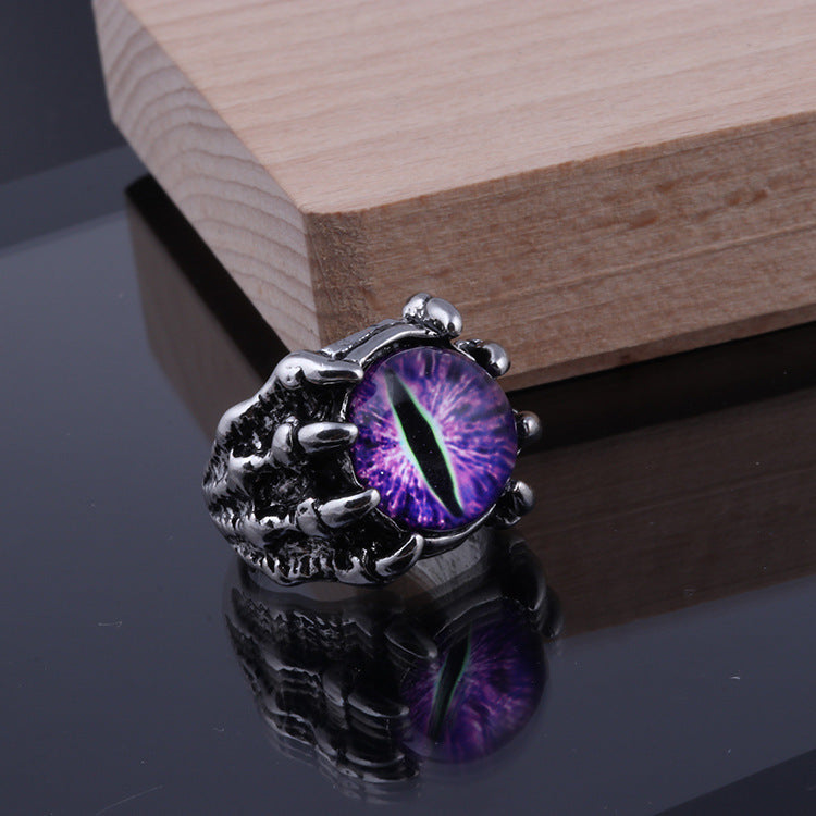European and American Foreign Trade Jewelry Devil's Eye Dragon Claw Eagle Claw Eye Ring Personality Punk Titanium Steel Opening Retro Jewelry