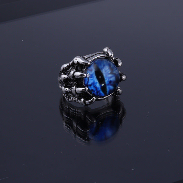 European and American Foreign Trade Jewelry Devil's Eye Dragon Claw Eagle Claw Eye Ring Personality Punk Titanium Steel Opening Retro Jewelry